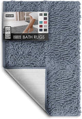 Hearth & Harbor Bathroom Rugs, Chenille Bath Mat - Machine Washable Bath Mats for Bathroom Non-Slip Backing Rubber, Quick Dry Bathroom Mat, 17 x 24 - Stone Blue