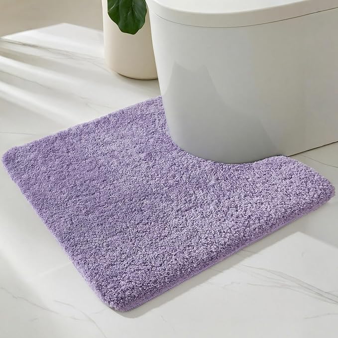 TYUU Toilet Rug, Ultra Soft Toilet Rugs U Shaped Machine Washable Non Slip Absorbent Quick Dry Toilet Mat with Rubber Backing, Lavender 20" x 24" U Shape