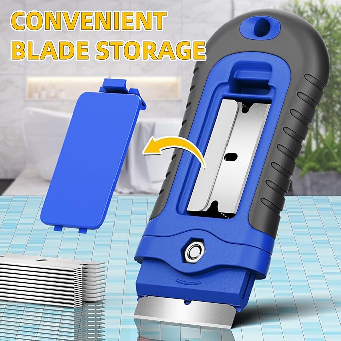 DIYSELF 1 Pack Razor Blade Scraper, Glass Scraper with Extra 15 Blades, Professional Razor Scraper for Glass Stove Top, Window, Cooktop Cleaning, Precision Scraper Tool for Kitchen