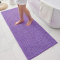 Bathroom Rugs Non Slip Washable 60x24, Extra Thick Soft Chenille Absorbent Bath Mat, High Density Barrier Non Slip Backing, Quick Dry Plush Shaggy Floor Carpet for Tub&Shower, Purple