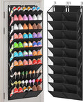 UVIAHOMI 20-30 Pairs Over the Door Shoe Organizer, Clear Pockets Hanging Shoe Storage for Closet, 10-Tier Door Shoes Rack, Handing Shoes Holder Fit All the Family's Sneakers, Boots, Heels, Black