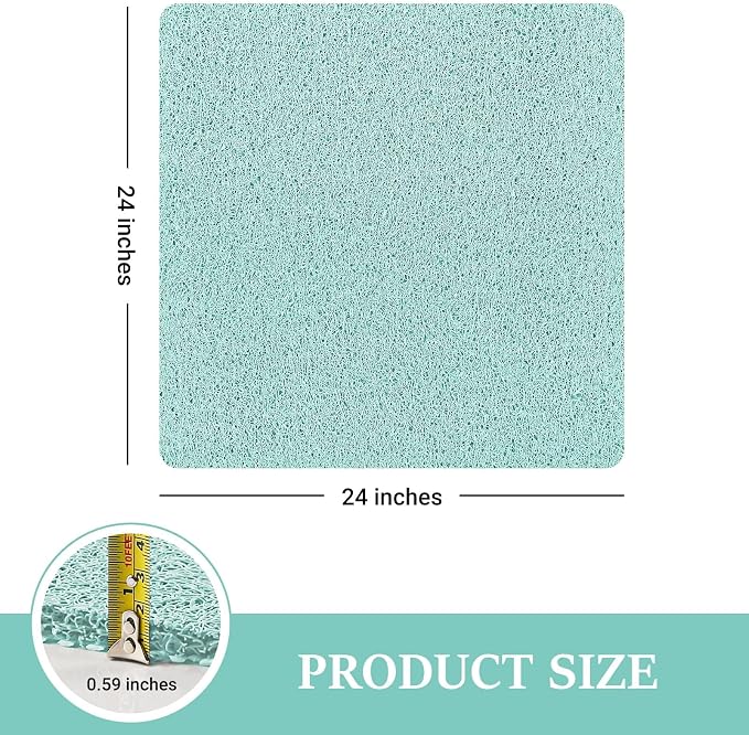 LuxStep Shower Mat Bathtub Mat,24x24 inch, Non-Slip Bath Mat with Drain, Quick Drying PVC Loofah Bathmat for Tub,Shower,Bathroom (Phthalate Free,Green)