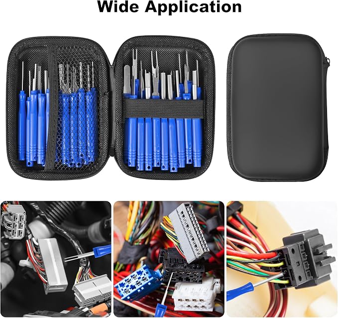 Kikerike Terminal Removal Tool Kit 41 Pcs Depinning Tool Electrical Connector Pin Removal Tool Kit Pin Extractor Tool Set Wire Terminal Release Tool for Automotive Car Household Devices - Blue