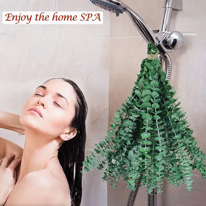 10Pcs Dried Eucalyptus Stems, 17" Real Natural Hanging Eucalyptus for Shower, Made from Fresh Leaves Branches, DIY for Vase Filler, Wedding, Bathroom, Home Decor, Dried Flowers Accessories Decor
