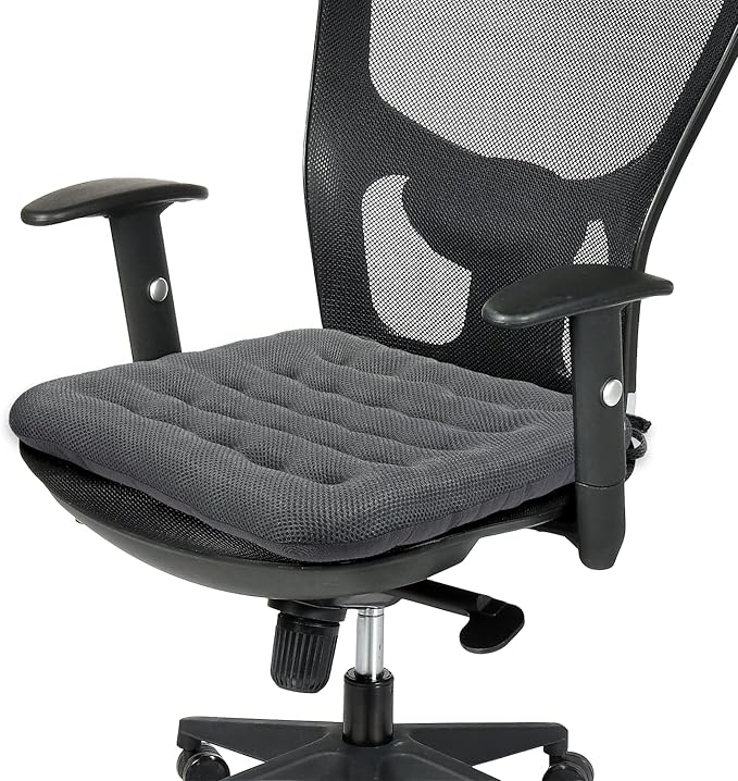 SINOSSO Excellent Support Effect Office Chair Cushion 1 Pack, Luxury Air Mesh Breathable Non-Slip Desk Computer Seat Cushion, Kitchen Dining Room Square Chair Pad (1 Count, Grey)