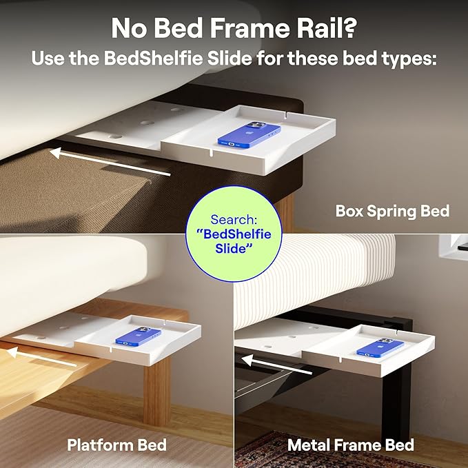 BedShelfie Wood Bedside Shelf for Bunk Bed & Top Bunk, College Dorm Room Essentials, Loft Nightstand, Floating Bed Side Table Tray Storage, Dorm Room Decor By Smallish - (DormEssential Wood, White)