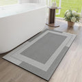 YDKGL Non Slip Long Bath Mat Bathroom Runner, Rubber Backing Ultra Thin Bathroom Rugs Fit Under Door Quick Dry Super Absorbent Washable Bath Rug Shower Mat for Bathtub Sink Floor, Grey 24"x48"