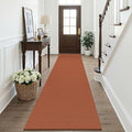 KOZYFLY Orange Runners Rugs for Hallway 2.5'x10', Washable Runner Rug, Woven Non Slip Kitchen Runner, Braided Entryway Rug, Floor Carpet for Entry, Aisle, Hall, Burnt Orange/Tan