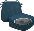 baibu Kitchen Chair Cushions Set of 4, Dual-Layer Patented Design Memory Foam Dining Chair Pads with Ties and Washable Cover, 4 Pack, 17" x 16" x 2", Blue