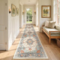 RELEANY Area Rugs Runner 2'6"x14' Washable Non-Slip, Floral Vintage Distress Medallion Carpet for Kitchen Hallway Bedroom Beside Laundry Room Bathroom, Beige Navy Blue Orange Colorful