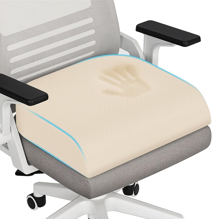 TranquilRelax XLarge Seat Cushion, Memory Foam Cushion for Long Sitting Hours on Office Chair, Home & Car, Non-Slip Chair Pad for Relieving Back & Sciatica & Hip & Coccyx Pain (Khaki)