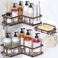 YASONIC Corner Shower Caddy Adhesive, 100% Rustproof Shower Organizer with Soap Holder, No Drill Shower Shelf for Inside Shower, Wall-Mounted Shower Storage for Homes (3 Pack, Bronze)