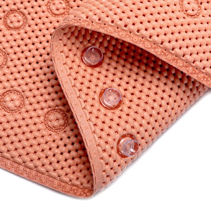 Bathtub Mat Non Slip 36” X 17” Shower Mat Soft Foam Bath Mats for Bathroom Tub, Bathtub Mat with Drain Holes, Suction Cups, Shower Mat Non Slip (Orange, 36'' x 17'')