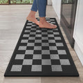 YDKGL Kitchen Mats for Floor Kitchen Rugs Non Slip Washable, Super Absorbent Linen-Look Woven Runner Rug, Kitchen Sink Mat Standing Mat, Black Gray Checkered 17"x47"