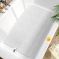 HITSLAM Non Slip Bathtub Mat 40 x 20 Inch, Extra Long Bath Mat for Tub, Soft PVC Loofah Shower Floor Mat with Drain, Quick Drying Bathroom Tub Mat for Wet Area, Without Suction Cup, White