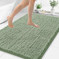 Smiry Luxury Chenille Bathroom Rugs 40x32, Extra Soft and Absorbent Shaggy Bath Mat, Machine Washable, Non-Slip Plush Carpet Runner for Tub, Shower, and Floor, Home Decor Accessories, Sage Green