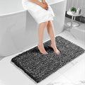 Yimobra Luxury Bathroom Rugs, Fluffy Bath Mats, Non Slip, Water Absorbent Microfiber, Machine Washable, Plush Runner Shower Rugs, Thick Matts for Bathroom Floor&Tub, 47" X 24", Black and White