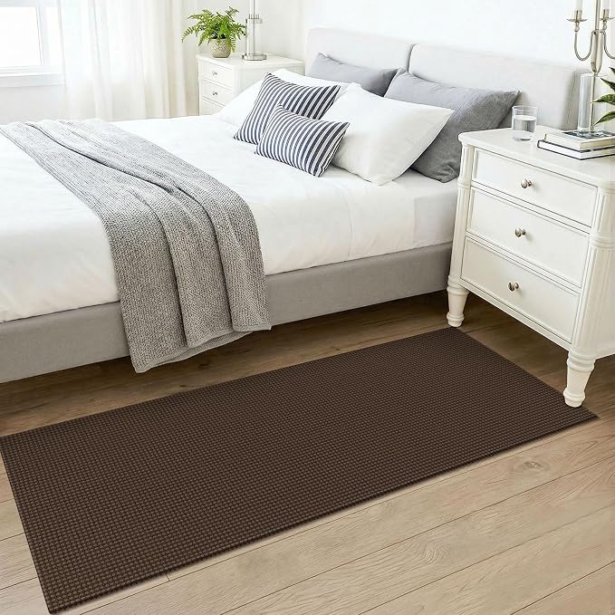 KOZYFLY Runners for Hallways 2x5 ft Washable Kitchen Runner Non Slip Rubber Backed Hall Runners Cotton Entryway Runner Rugs Floor Carpet for Indoor Backdoor Bedroom Kitchen, Brown/Dark Brown