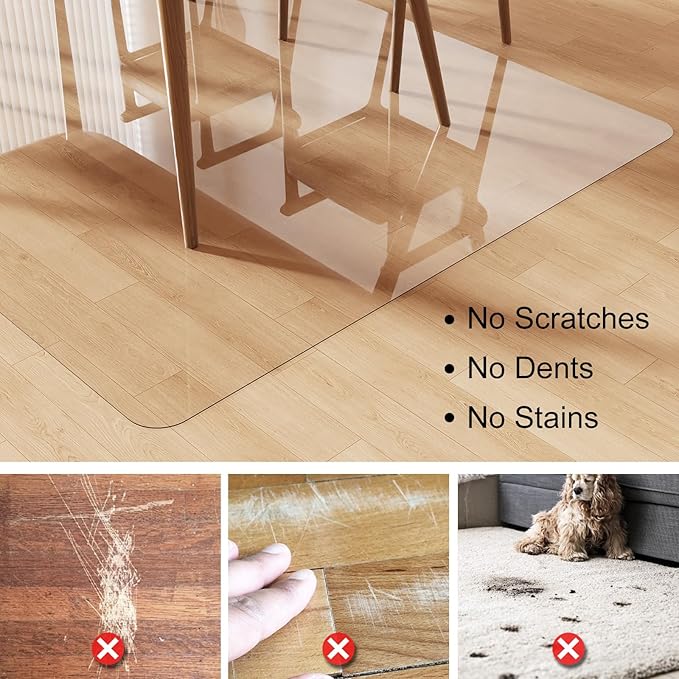 Crystal Clear Floor Mat 8×12ft, Upgraded Easy Flat Waterproof Vinyl Rug Cover, Large Stain-Resistant Plastic Area Rug Floor Protector for Kitchen, Dining Room, or High-Traffic Areas