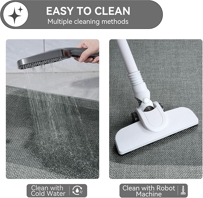 YDKGL Bathroom Runner Rug, Thin Bath Mat Non Slip Washable Large Bathroom Rugs, Rubber Backing Quick Dry for Floor, Tub and Shower, Grey 24x48