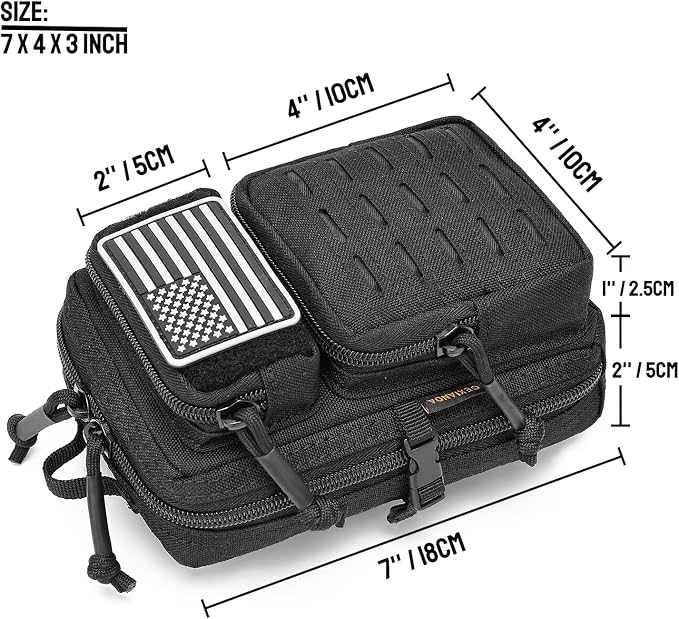 2 Pack Tactical Molle Utility Pouchs,Mini Belt Pouch EDC Pouch Tactical Phone Pouches Outdoor Admin Tool Pouch Medical EDC IFAK Pack with US Flag Patch