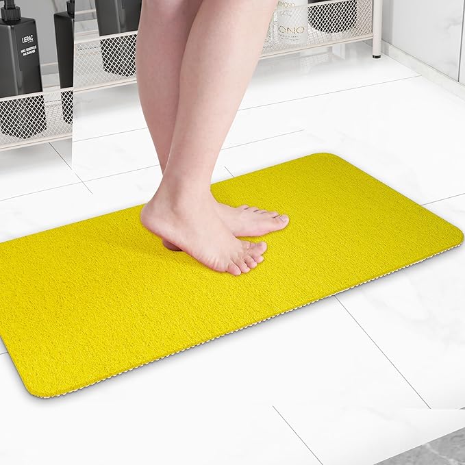 Hargiis Non-Slip Bathtub Mat, Anti Slip Shower Mat, Fast Drying Bathtub Mats, Foot Scrubber Mat, Anti Slip Mat for Tub, Floor, Bathroom, Kitchen, Home, Hotel (Yellow 40"×28")