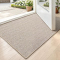 LUMI Ultra Thin Indoor Door Mat for Entrance 17"x30", Non Slip Entryway Mat, Low Profile Doormat, Unique Herringbone Design Carpet for Inside, Patio, Porch, Beige