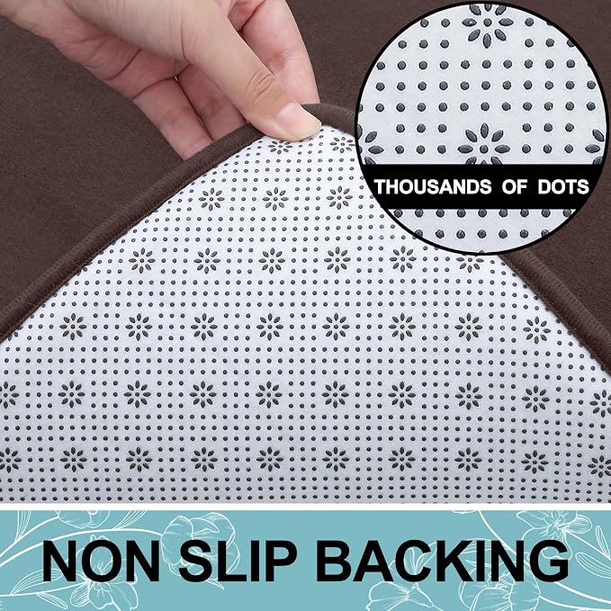 Smiry Memory Foam Bath Mat 59x34, Extra Soft and Absorbent Bathroom Mats, Non Slip Washable Carpet for Floor, Shower and Tub, Brown