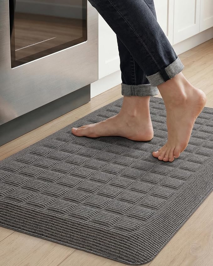Color&Geometry 0.9 Inch Extra Thick Anti Fatigue Kitchen Floor Mat, High-Density Supportive Foam Standing Desk Mat, Waterproof Non-Slip Comfort for Sink, Office, Laundry, 20"x32", Grey