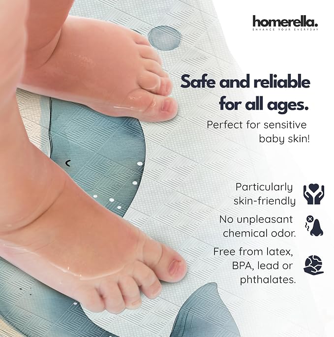 Bathtub Mat Non Slip Anti Mold for Kids 40x16 - homerella® Bath Mat for Tub, BPA Free, Incl. 2 Hooks, Washable Shower Mat Non Slip Anti Mold, Shower Mats for Inside Shower, EU Certified