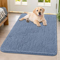 Smiry Dog Door Mat for Muddy Paws 40x32, Absorbent Dirt Trapper, Non-Slip Washable Chenille Entryway Rug for Inside Floor, Airy Blue, Classic Solid