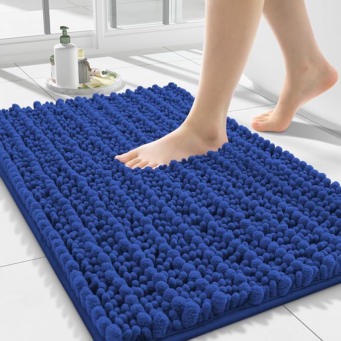 Smiry Bathroom Rugs Mat 24x16, Extra Soft Absorbent Chenille Bath Rugs, Non Slip Rubber Backing Machine Washable Quick Dry Bath Mats for Bathroom Floor, Tub, Shower, Home Decor Accessories, Royal Blue