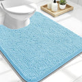 OLANLY Toilet Rugs U-Shaped 24x20, Extra Soft Absorbent Chenille Contour Bathroom Rugs for Toilet, Dry Quickly, Machine Washable, Non-Slip Bath Mat, Sky Blue