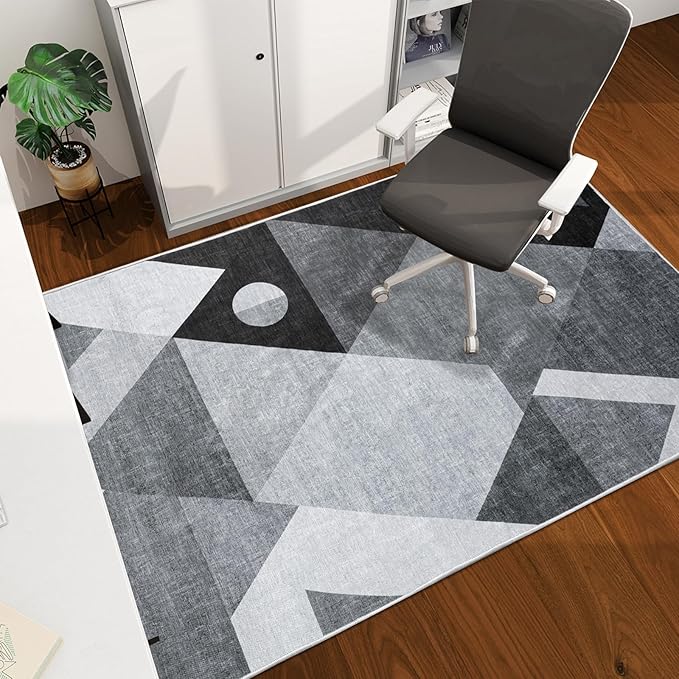 Office Chair Mat for Hardwood Floor, 60"x45" Easy Glide Computer Desk Mat Protector for Rolling Chair Under Desk Rug Nonslip Backing, Machine Wash, (Modern)