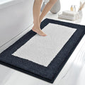 anllugs Bathroom Rugs 30" x 46", Non-Slip Extra Soft Absorbent Bath Rugs, Machine Washable Quick Dry Bath Mats for Bathroom Floor, Shower, Bathtub and Sink, Navy Blue & White
