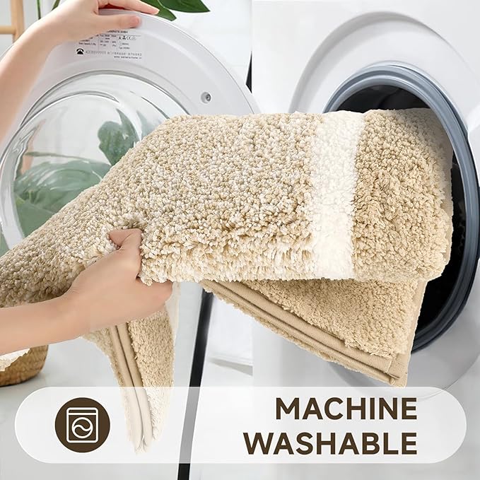 Pauwer Bathroom Rugs Sets 3 Piece Bathroom Shower Rugs with U-Shaped Contour Toilet Mat Absorbent Microfiber Plush Bath Mats Non Slip Bath Rugs Machine Washable Shaggy Bath Floor Mats
