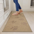 YDKGL Kitchen Mats for Floor, Super Absorbent Kitchen Rugs Non Slip Washable, Rubber Backing Soft Woven Linen Embroidery Runner Rug, Standing Mat Kitchen Sink Mat, Easy to Clean, Brown 17x47