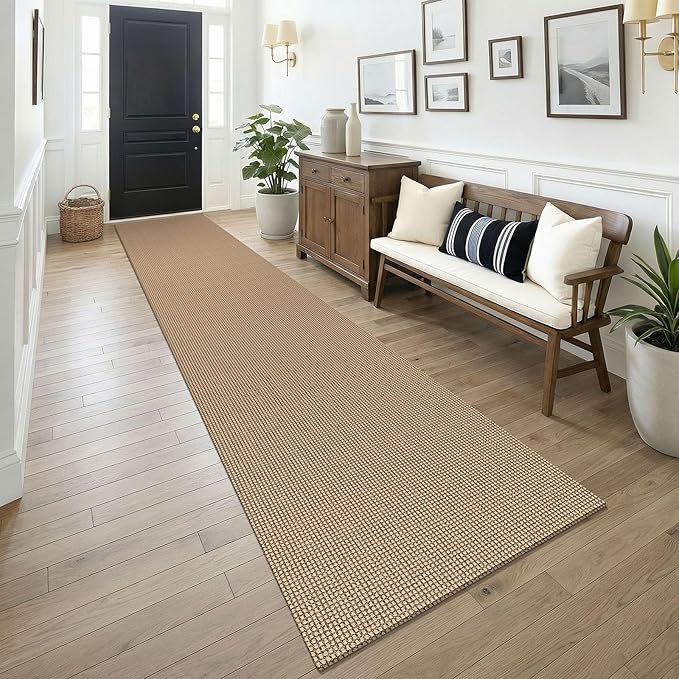 KOZYFLY Boho 2.5'x14' Runners Rugs for Hallway, Long Washable Runner Rug, Woven Non Slip Kitchen Runner, Farmhouse Entryway Rug, Floor Carpet for Entry, Aisle, Hall, Orange Beige/Tan/Brown
