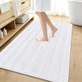OLANLY Thick Large Bathroom Rugs 59x35, Extra Soft Absorbent Chenille Striped Bath Rugs, Rubber Backing, Machine Wash Dry, Bath Mats for Bathroom Floor, Tub and Shower, Home Decor Accessories, White