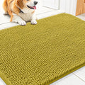 Smiry Dog Door Mat for Muddy Paws 30x20, Absorbent Dirt Trapper, Non-Slip Washable Chenille Entryway Rug for Inside Floor, Mustard Yellow, Classic Solid