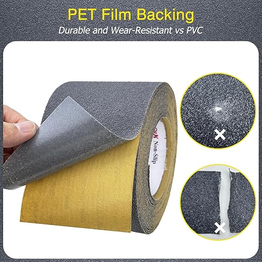 S&X Gray Anti Slip Tape 2 Inch x 60 FT Roll, Grit 60 Ultimate Non-Slip Skid Grip Tape for Outdoor Stairs, Wooden Steps & Exterior Grips Waterproof, Extra-Durable, Long-Lasting