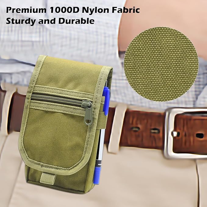 Belt Tool Pouch, Tactical Utility Organizer with Cell Phone Holder, Durable Heavy-Duty 1000D Nylon EDC Multitool Holster with Multi-Pockets for Electricians, Handymen, Work, Hiking, Daily Use