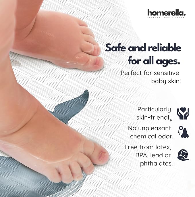 Bathtub Mat Non Slip Anti Mold for Kids 40x16 - homerella® Bath Mat for Tub, BPA Free, Incl. 2 Hooks, Washable Shower Mat Non Slip Anti Mold, Shower Mats for Inside Shower, EU Certified