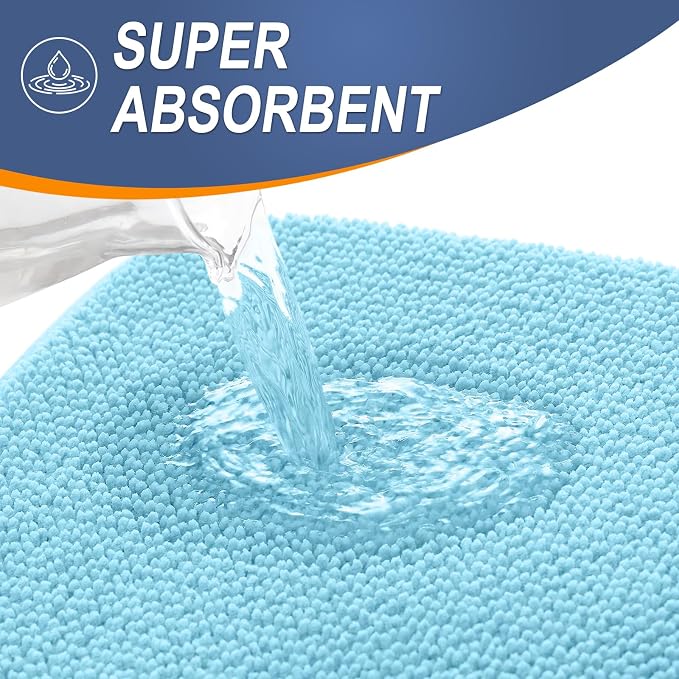 OLANLY Thick Memory Foam Bath Mat Rug 36x24, Extra Soft Absorbent Bathroom Rug, Quick Dry Bath Mats, Non-Slip, Machine Washable Carpet for Bathroom, Tub and Shower, Home Decor Accessories, Sky Blue