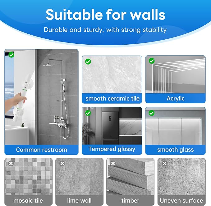 Collectible Trading Card Cases (Shower Grab bar_A) DOZAWA 2 Pack Suction Grab Bars No-Drill Handles for Elderly, Large Bathroom Safety Bars, Removable Balance Assist Bar for Those in Need
