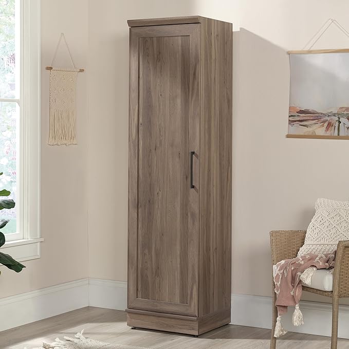 Sauder HomePlus Kitchen Pantry Storage Cabinet Slim Single Door with Adjustable Shelves, Living Room Storage Cabinet, in Salt Oak