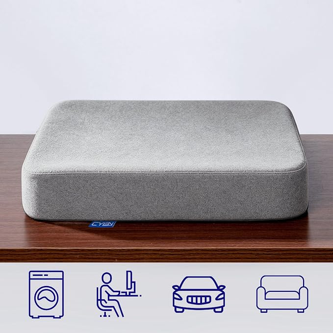 CYLEN Ifoam Memory Foam Layer Wheelchair Cushion - Seat Cushion for Wheelchair-Office Chair, Kitchen Chair-Pressure Sore and Tailbone Pain Relief-High Dense Polyfoam Base (Grey, 18×16×3 inch)