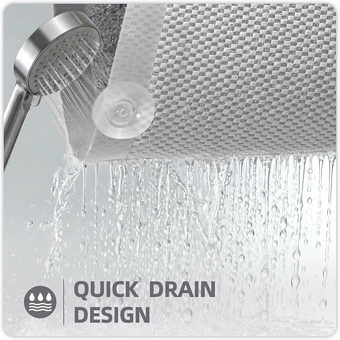 Upgraded Anti Slip Shower Mat for Inside Shower,Non Slip Bathtub Mat with Suction Cups,Shower Floor Mat,Scrubber Mats,Easy to Clean,Quick Dry,Easy Drainage,Loofah Bath Mat for Tub,Grey,17''x32''