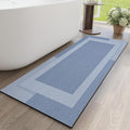 YDKGL Non Slip Long Bathroom Runner Rug Bath Mat, Rubber Backing Ultra Thin Bathroom Rugs Fit Under Door Quick Dry Super Absorbent Washable Shower Mat for Bathtub Sink Floor, Blue 17"x59"