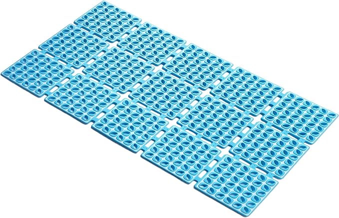 Non Slip Shower Mat for Bathtub with Strong Suction Cups | Quick-Dry Drain holes.Firm Yet Elastic Surface Massages Feet.Boosts Circulation.Sticks to Wall to Dry,Folds.26.2"x15.6" Blue